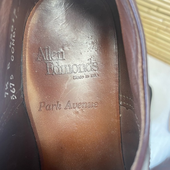 Allen Edmonds “Park Avenue” Mens Leather Cap Toe Oxfords Mahogony 7.5D - Picture 5 of 7